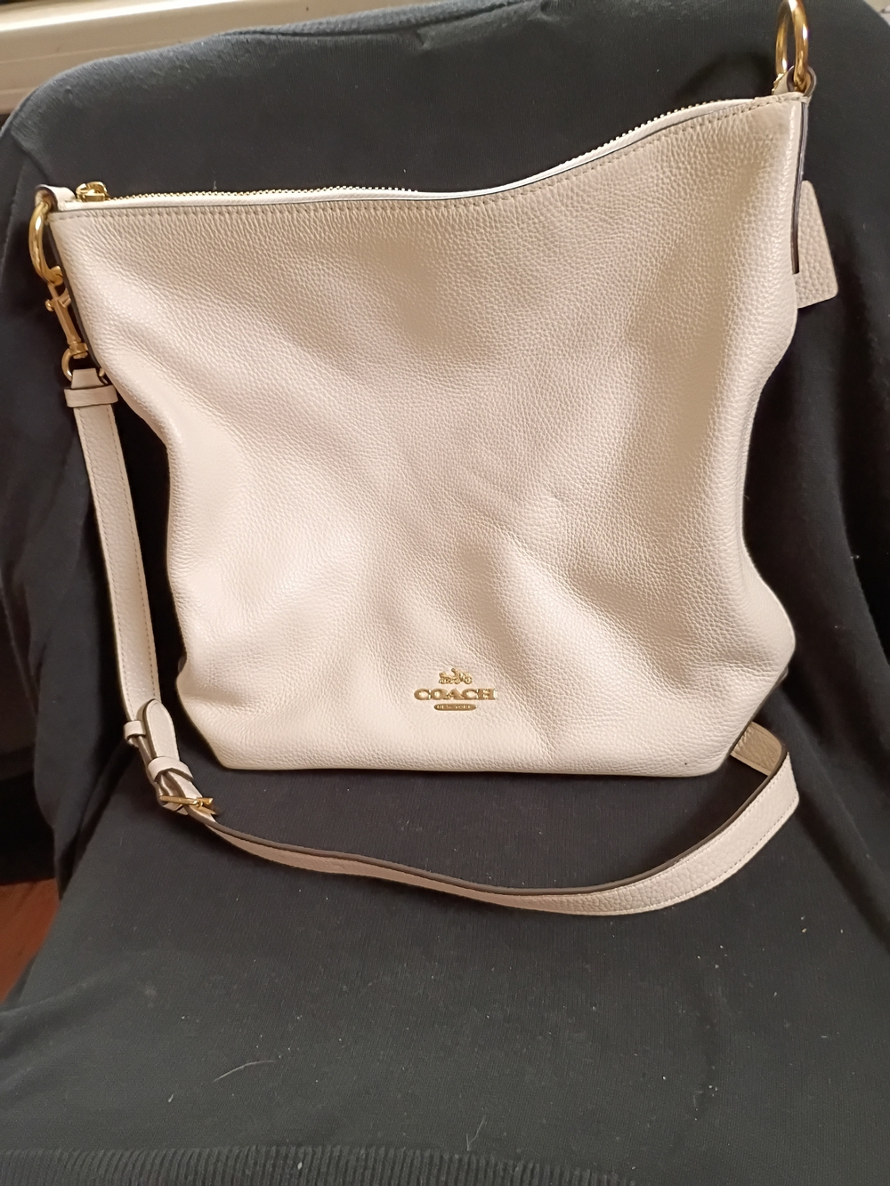Coach Pebbled Leather Bucket Bag in Chalk
